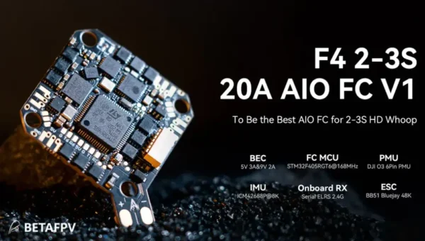 betafpv f4 2 3s 20a aio fc v1 flight controller with elrs/esp8285 for whoop & tiny whoop fpv drones