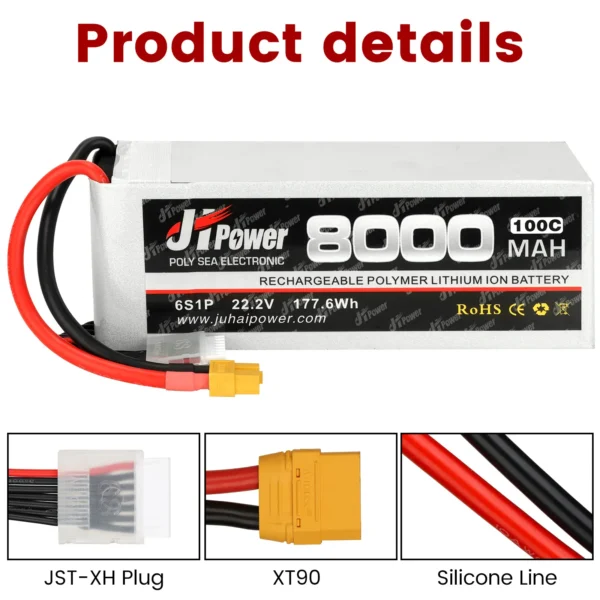 jhlipo 8000mah 14.8v 4s 25c rc lipo battery pack for rc helicopter airplane car boat multiple devices