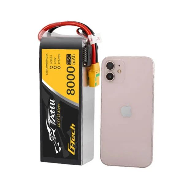 tattu 22.2v 25c 6s 8000mah lipo battery pack rechargeable uav battery for drone