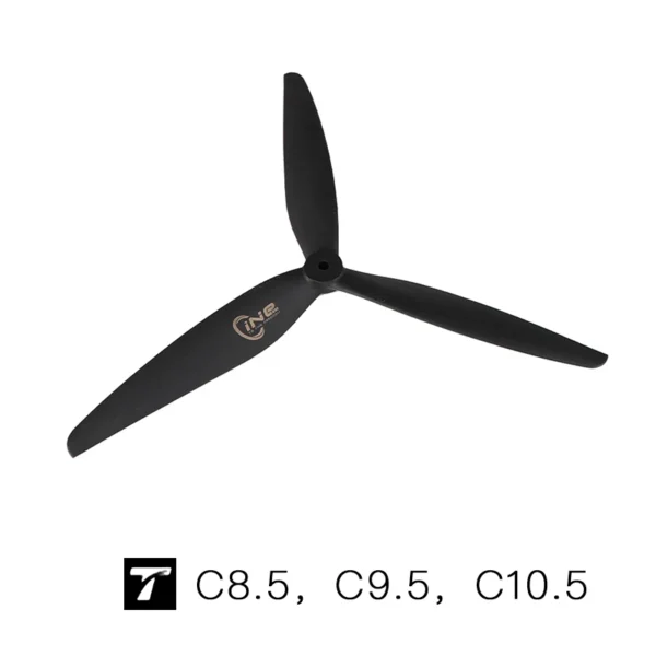 1pairs 7.5x4.6 8.5x5 9.5x5 10.5x5 t hobby plastic propeller 3 blades black carbon reinforced nylon propeller for rc fpv drone