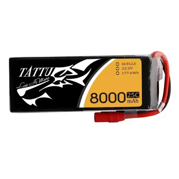 tattu 22.2v 25c 6s 8000mah lipo battery pack rechargeable uav battery for drone