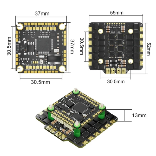 f4100 v4 fpv drone stack 100a am32 esc 8s ready stm32f405 icm42688p for dji o3 large fpv drone