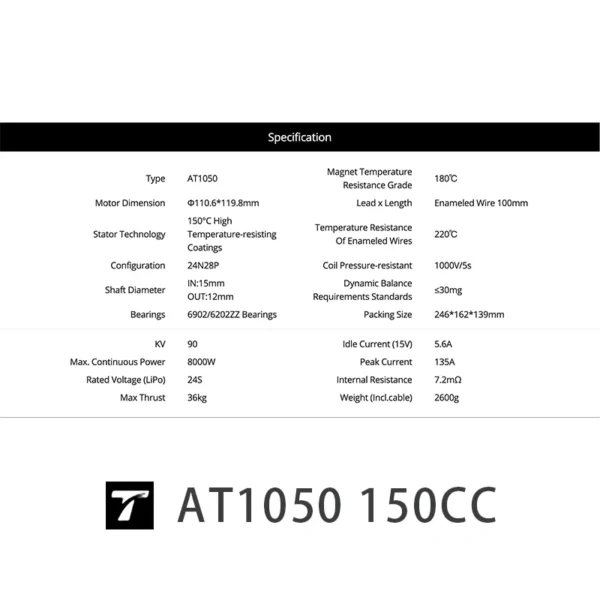 at1050 kv90 t motor powerful brushless bldc 24s load basic fixed wing drone motor for long range camera drone