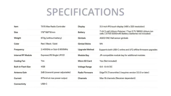 radiomaster tx15 max radio controller ag02 cnc hall sensor gimbals (elrs / m2) remote control