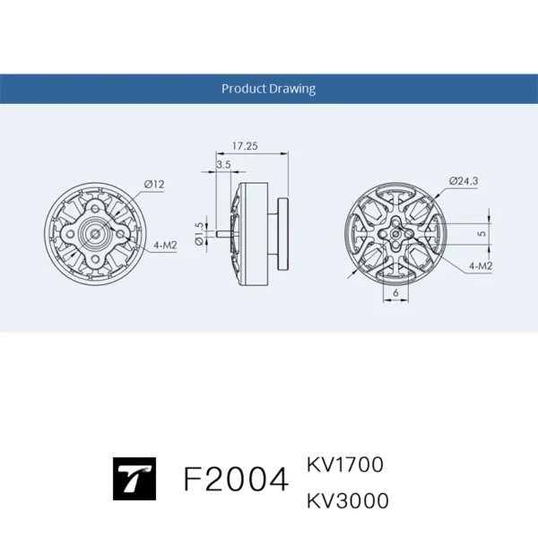 f2004 kv1700/kv3000 t motor metal 4 5" 6s ultralight drone brushless motors with 503w max power for fpv rc uav