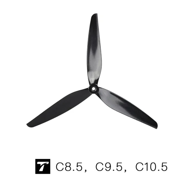 1pairs 7.5x4.6 8.5x5 9.5x5 10.5x5 t hobby plastic propeller 3 blades black carbon reinforced nylon propeller for rc fpv drone